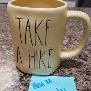 Rae Dunn TAKE A HIKE Yellow Mug new